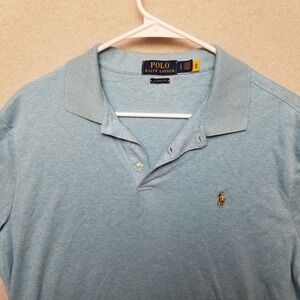 Polo‎ Ralph Lauren Classic Fit Small Pony Polo Heather Blue Shirt Soft Cotton
